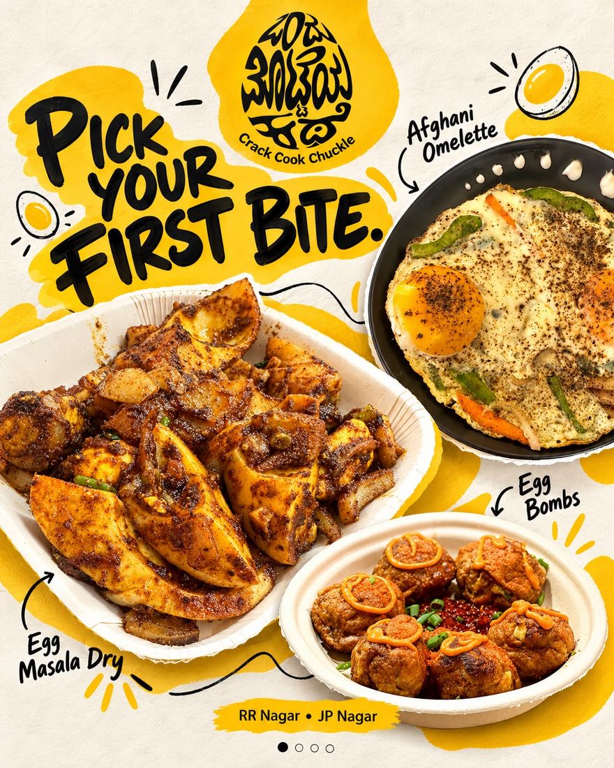 Pick your first bite: Afghani Omelette, Egg Masala Dry, Egg Bombs