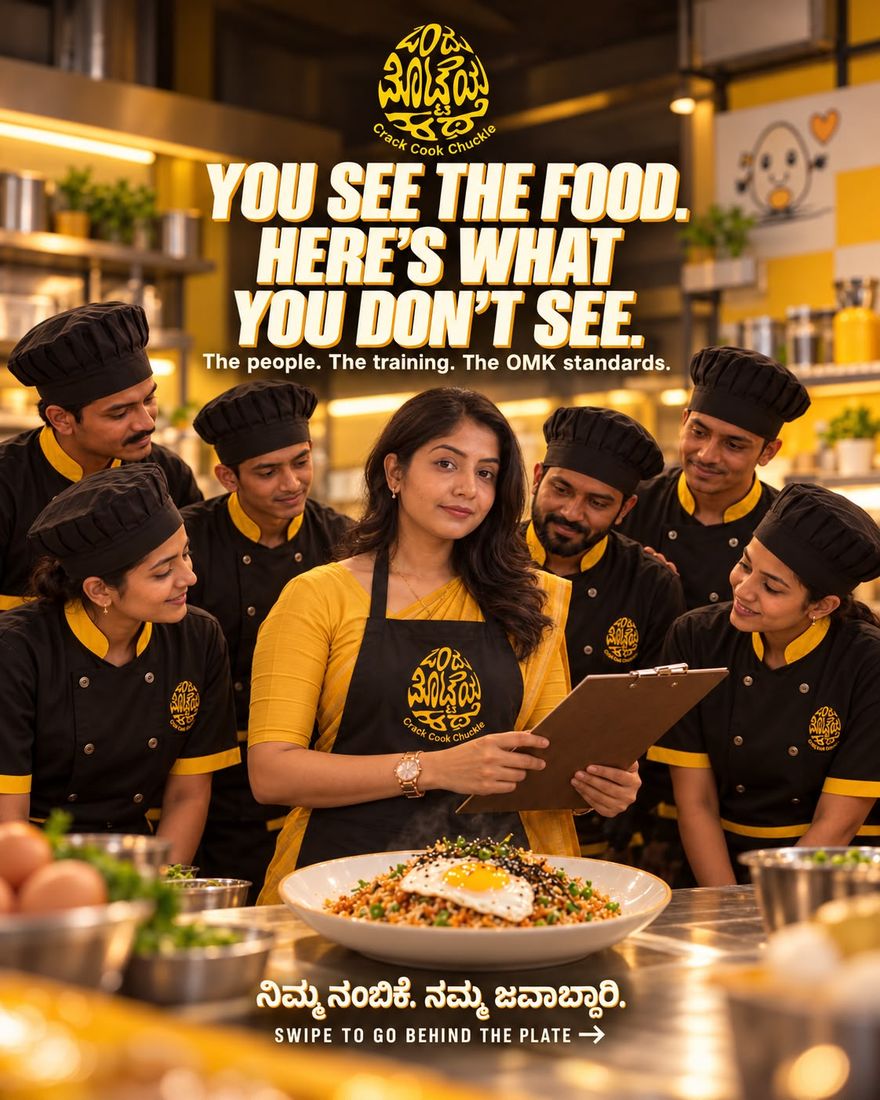 Shruthi with the OMK kitchen team